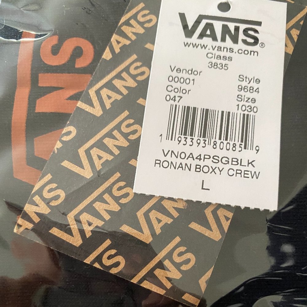 💖MEGA SALE💖Vans Ronal Boxy Crew Black Pullover Black Logo Womens S VN0A4PSGBLK - Picture 3 of 5